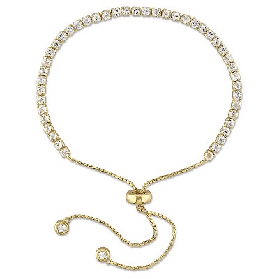 3 3/4 CT. T.W. White Topaz Bolo Bracelet with Tassel in Sterling Silver