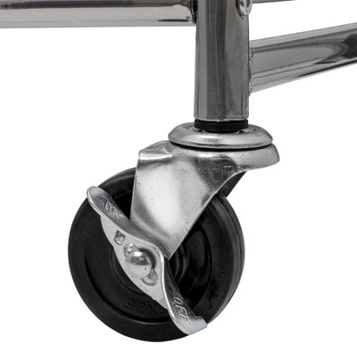 Chrome Rolling Laundry Cart with Basket and Hanging Bar