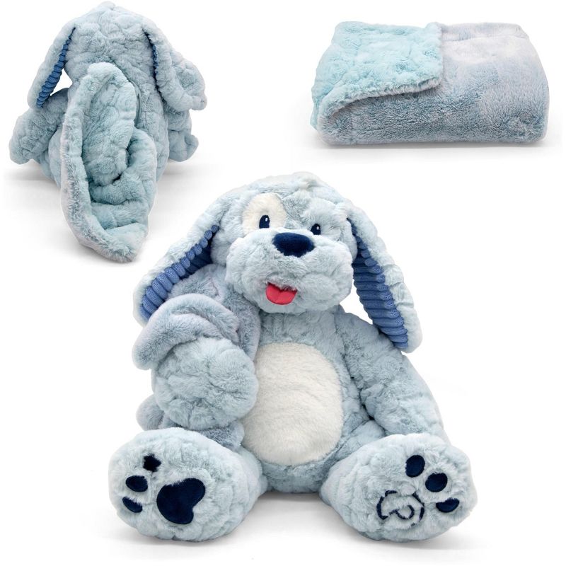 Plushible Blankie Besties 2-in-1 Plush and Blanket Blu-Boo Dog, 1 of 10