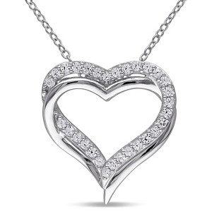 EVERLY JEWELRY | Sterling Silver 5/8ct TGW Created White Sapphire Crossover Heart Pendant with Chain in Sterling Silver - 1 of 4