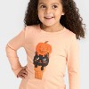 Toddler Girls' Long Sleeve Halloween Graphic T-Shirt - Cat & Jack™ Apricot Orange - 2 of 4