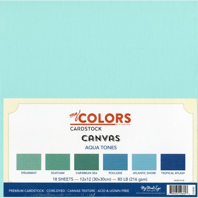 My Colors Canvas Cardstock Bundle 12"X12" 18/Pkg-Aqua Tones