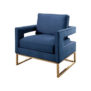 Harrisford Velvet Armchair with Stainless Steel Base - Navy Blue - Abbyson