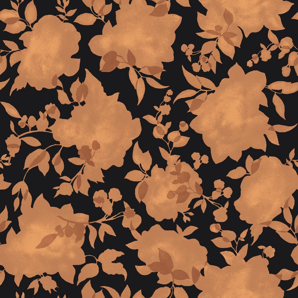 Tempaper & Co.® Silhouette Removable Peel and Stick Wallpaper, Brushed Copper and Black, 28 sq ft: Vinyl Floral Design, Self-Adhesive