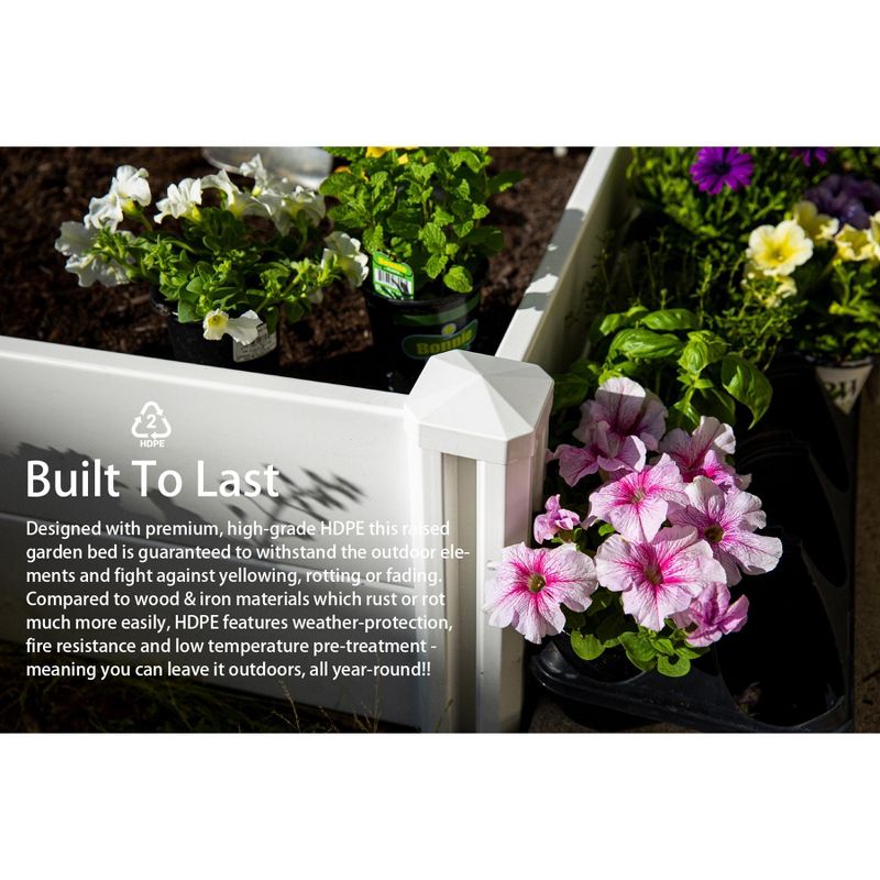 Barton 4x4 ft Outdoor Planter Box Square Flower Herb Pot Raised Bed Garden Porch, 4 of 5