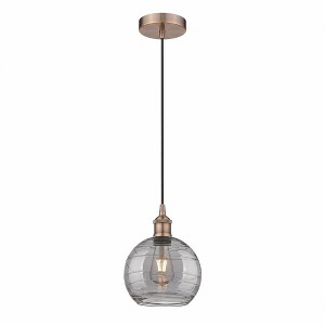 Athens Deco Swirl - 1 Light Mini Pendant In Industrial Style-10.75 Inches Tall and 8 Inches Wide - 1 of 1