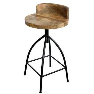 Industrial Style Adjustable Swivel Counter Height Barstool with Backrest Brown/Black - The Urban Port