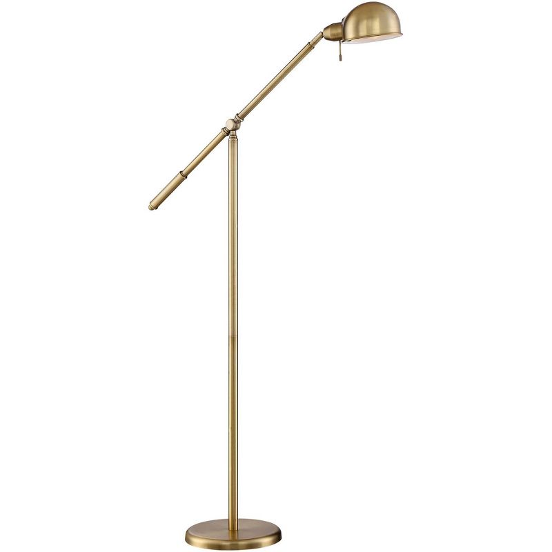 360 Lighting Traditional Pharmacy Floor Lamp with USB Charging Port 55" Tall Brass Dome Shade Adjustable Arm for Living Room Reading, 1 of 10