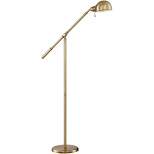 360 Lighting Modern Pharmacy Floor Lamp with USB Charging Port 55" Tall Brass Dome Shade Adjustable Arm for Living Room Reading