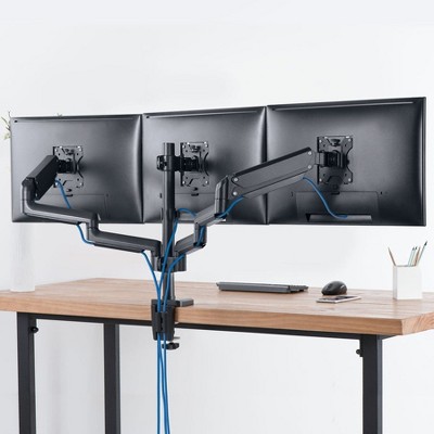 Black Triple Monitor Desk Mount with Gas Spring Arms
