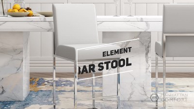 Pearl White Polished Chrome Faux Leather Bar Stools (Set of 2)