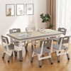 homfan Kids Table and 6 Chairs Set, Height Adjustable Toddler Table and Chair Set, Children Study Table for 6 for Home Daycare Preschool - 2 of 4