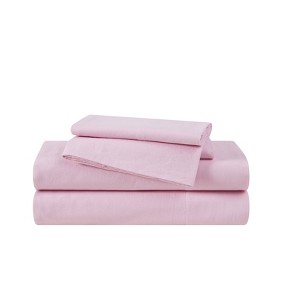 The Farmhouse by Rachel Ashwell Twin 3pc Washed Cotton Sheet Set Pink: 200 Thread Count, Includes Fitted & Flat Sheets - 1 of 3