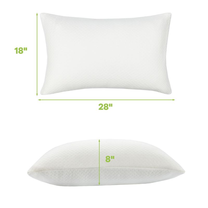 Costway 2Pack Shredded Memory Foam Bed Pillows Bamboo Rayon Cooling Cover 28''x18'', 3 of 11
