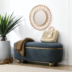 CAVINAS Storage Ottoman Bench, Upholstered Ottoman with Storage and Seating, Entryway Benches, Storage Bench for Foot Rest - 1 of 4