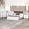 NicBex Queen Modern Upholstered Bed Frame with Velvet Headboard,Platform Bed Frame with LED Light,Solid Wood Slats Support,Easy Assembly,White/Gray - 2 of 4