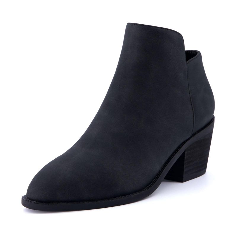 CUSHIONAIRE Women's Rip Ankle Bootie +Memory Foam, Black 6