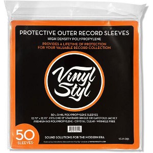 Vinyl Styl® 12 Inch Outer Record Sleeves - Easy Open - 50 Count (Crystal Clear) - 1 of 4