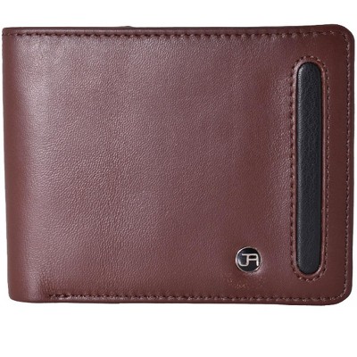 Jack Abrahams - Jack Abrahams Goat Nappa Leather Bi-Fold Wallet with Flip ID Window Brown/Black