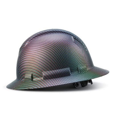 AcerPal 1CF3WH6M-S-1 Full Brim Customized Ridgeline Hard Hat Construction Carbon Fiber Design Safety Helmet with 6 Point Suspension, Color Weave