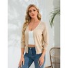 Coolmee Women's Cropped Cardigan 3/4 Sleeve Lightweight Crochet Shrug Hollowed Out Knit Sweater Tops - 3 of 4