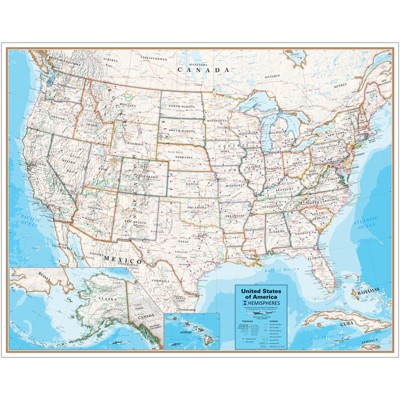 Hemispheres Contemporary Laminated Wall Map, United States : Target