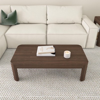 Walnut 48" Rectangular Pine Wood Coffee Table