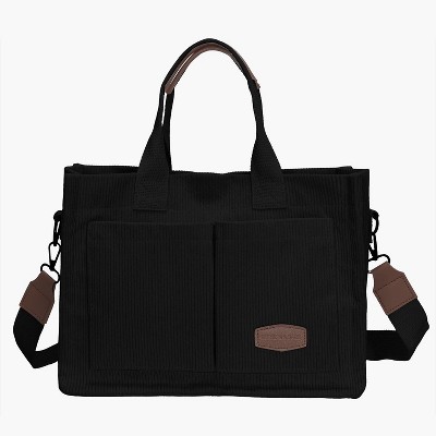Hynes Eagle Travel Corduroy Tote Bag-Black