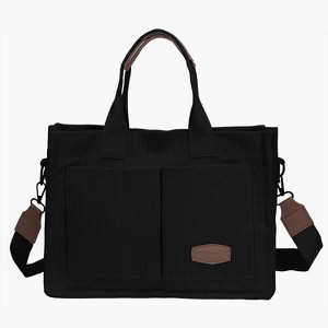 Hynes Eagle Travel Corduroy Tote Bag-Black - 1 of 1