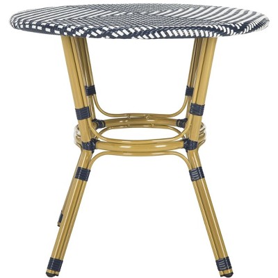 Navy and White Small Rattan Bistro Table