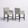 Set of 2 Bar Stool Upholstered Counter Stool Dining Chair Pub Stool, Light Gray-Merax - 3 of 4