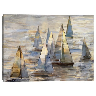 30" x 40" Sailing at Dusk Light by Studio Arts Canvas Art Print - Masterpiece Art Gallery