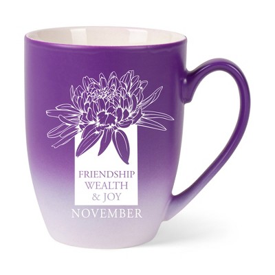 Elanze Designs Friendship Wealth And Joy Two Toned Ombre Matte Purple and White 12 ounce Ceramic Stoneware Coffee Cup Mug