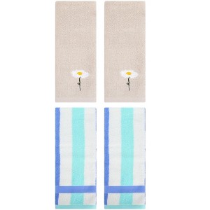REGALWOVEN 4 Pcs Cotton Bathroom Soft Absorbent Cotton Hand Towels - 1 of 4