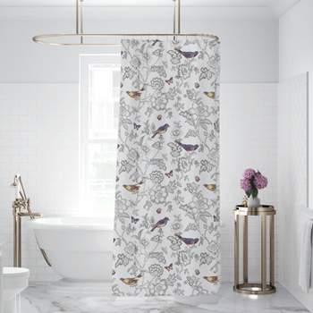 Mockingbird Toile Lined Shower Curtain with Grommets  - Levtex Home