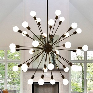 BAOURE Black Sputnik Chandeliers Farmhouse 40.76 in 24-Light Mid Century Modern Pendant Light Vintage Industrial Ceiling Hanging for Dining Room - 1 of 4