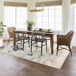 Area Rug, Modern Abstract Geometric Print Carpet, Machine Washable Non-Slip Indoor Rubber Back Runner Hallway, Bedroom, Living Room Area Rug - 1 of 4