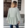 Womens Striped Puff Long Sleeve Tops Peplum Babydoll Tie Front Trendy Loose Fit Blouse Shirt - 3 of 4
