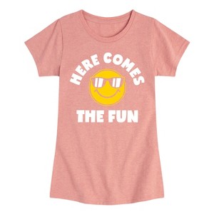 Girls' - Instant Message - Here Comes The Fun Fitted Short Sleeve Graphic T-Shirt - 1 of 4