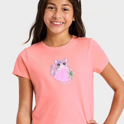 Детские Cat & Jack Girls' Short Sleeve 'Cat' Graphic T-Shirt - Cat & Jack ™ Peach Pink M — фото 2