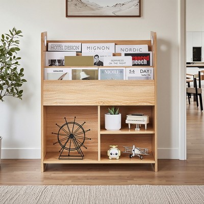 VECELO Wooden Bookcase Magazine/Book Display Storage Cabinet Bookshelf and Toy Storage