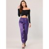 INSPIRE CHIC Women's Drawstring Elastic Waist Ankle Length Satin Joggers Pants with Pocket - 3 of 4