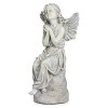 Roman 16" Sitting Angel Resin Outdoor Garden Statues Gray - 2 of 4