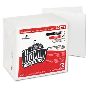 Brawny Professional Medium Duty Premium DRC 1 / 4 Fold Wipers, 1-Ply, 13 x 12.5, Unscented, White, 65 / Pack - 1 of 1