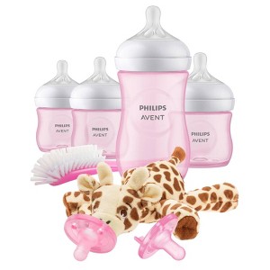 Philips Avent Natural Baby Bottle with Natural Response Nipple Baby Gift Set with Snuggle - Pink - 8pc - 1 of 4