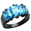 Slickblue Women’s Black Stainless Steel Ring with Sea Blue CZ and Clear Accents, Oblong Cut, Size 5–10 - 2 of 4