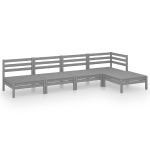 vidaXL Patio Furniture Set 5 Piece Garden Sectional Sofa Set Solid Wood Pine - Gray - 1 of 4