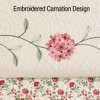 Collections Etc Embroidered Carnation Design Quilted Bedspread - 4 of 4