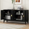 60" Sideboard Buffet Cabinet, Accent Storage Cabinet with 4 Doors, Entryway Console Table, Coffee Bar Cabinet for Living Room Kitchen Hallway Black - 2 of 4