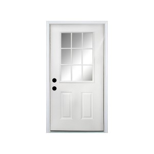 Lirago 36 x 80 Right hand Inswing White Fiberglass Front doors with Brickmould 4-9/16" Vinyl Frame Low-E Glass - 1 of 4
